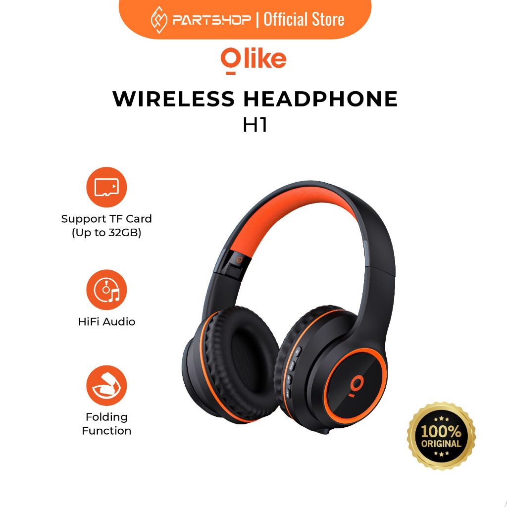 OLIKE H1 Headphone Bluetooth Superbass Headset Bando Bluetooth Mic Handsfree Earphone Wireless Super