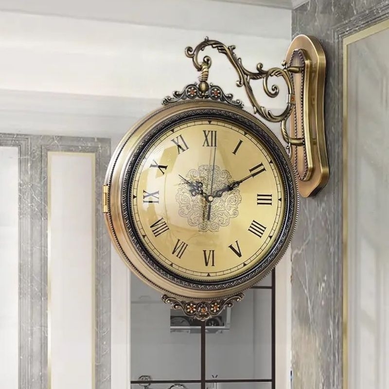 Jam Gantung 2 Sisi Vintage Unik Mewah Romawi Wall Clock Jam Bolak Balik Jam 2 Sisi Jam Dinding Vinta