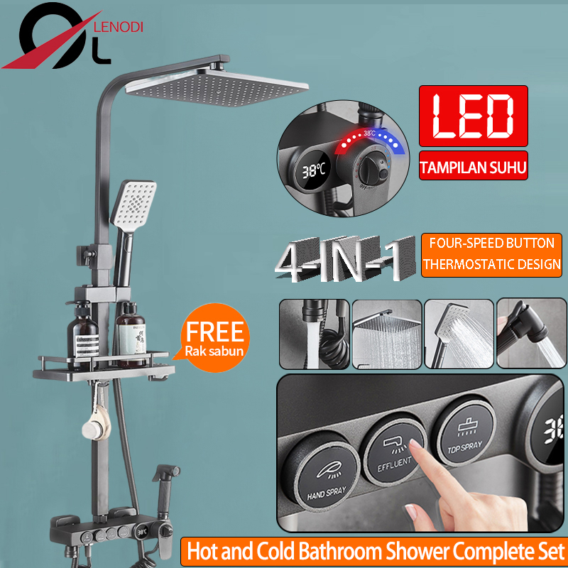 Shower set 4 Fungsi Panas-Dingin Dengan Faucet / set sower kamar mandi tembaga lengkap / Sprayer Fau