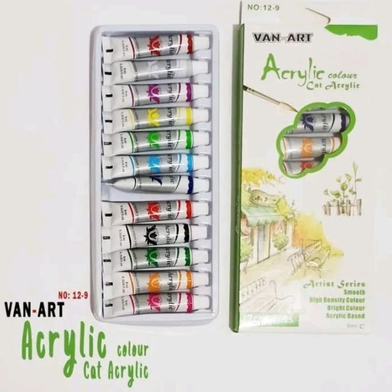 

[1SET] ACRYLIC COLOR 12-9 VAN-ART / CAT AKRILIK 12 WARNA VAN ART