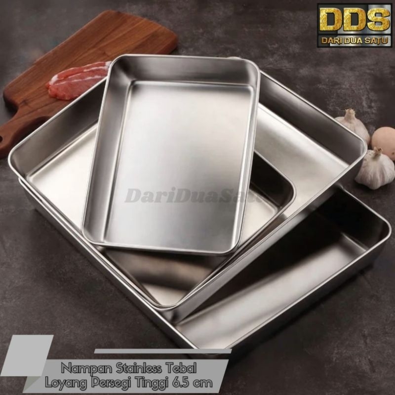Nampan Stainless Tebal Loyang Persegi Baking Tray tinggi 6 cm