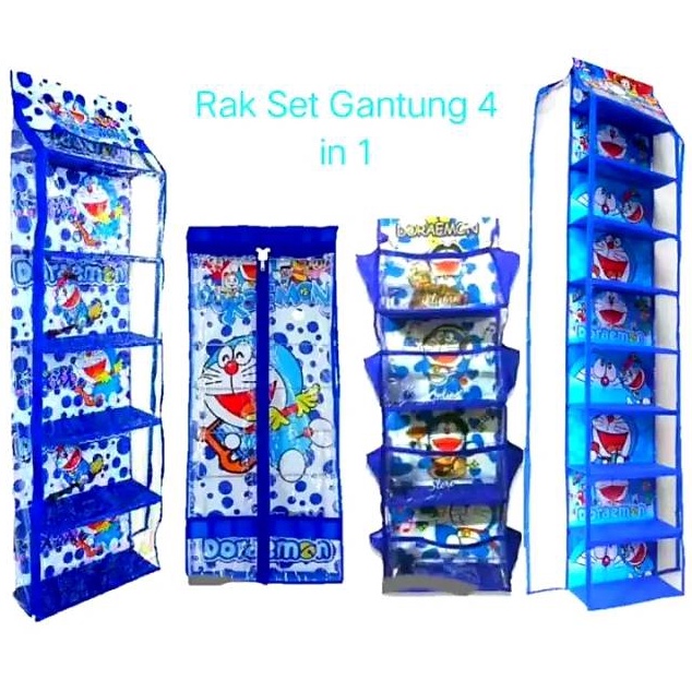 COD Rak Set Gantung 4 in 1 / Rak Gantung Oragnizer 4 in 1 ( Rak Tas Rak Sepatu Rak Jilbab Rak Kosmet
