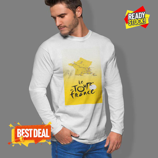 Kaos Tangan Panjang Tour de France Tshirt 100% Cotton Kombed 30s