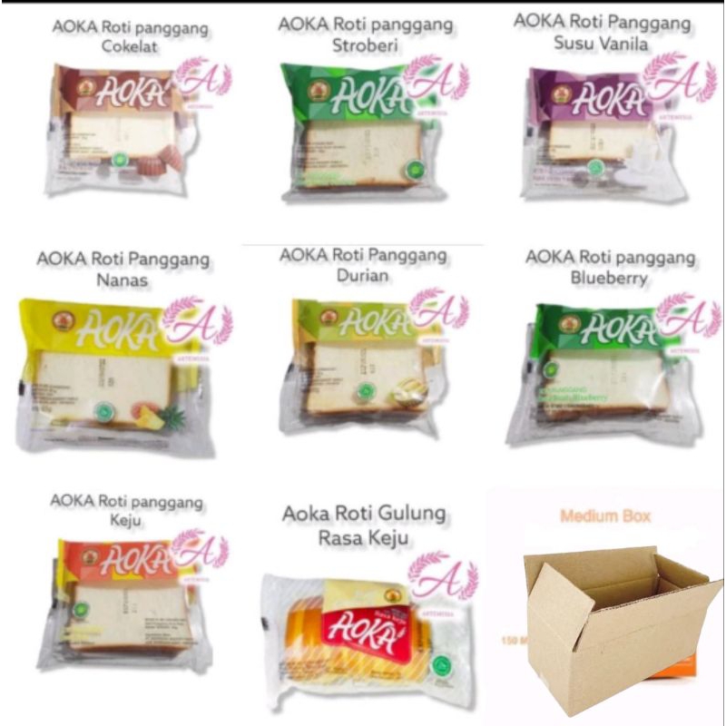 

AOKA roti panggang aneka rasa & gulung /MOMOTARO isi 30 + dus