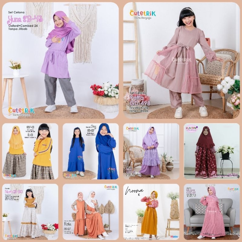 TERBARU (3-4 TAHUN) SET SETELAN BAJU PAKAIAN MUSLIM GAMIS ANAK MURAH BY CUTETRIK KATUN JEPANG LEBARA