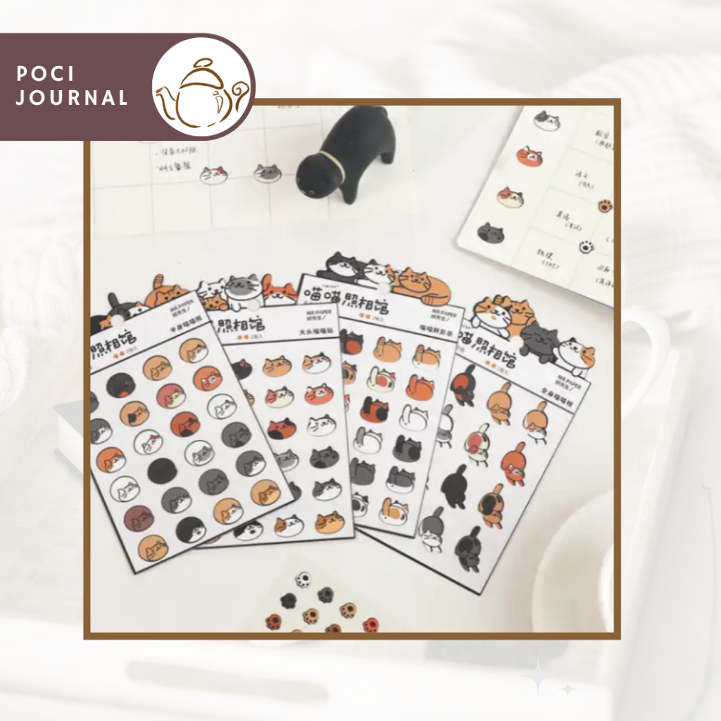 

Stiker Lucu Tema Kucing dan Paw Journal/Bujo/Planner/Scrapbook/Sticker