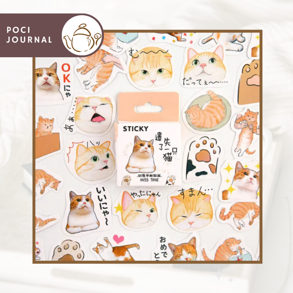 

Stiker [46pcs] estetik Lucu kucing Journal/Bujo/Scrapbook/Planner/ Sticker