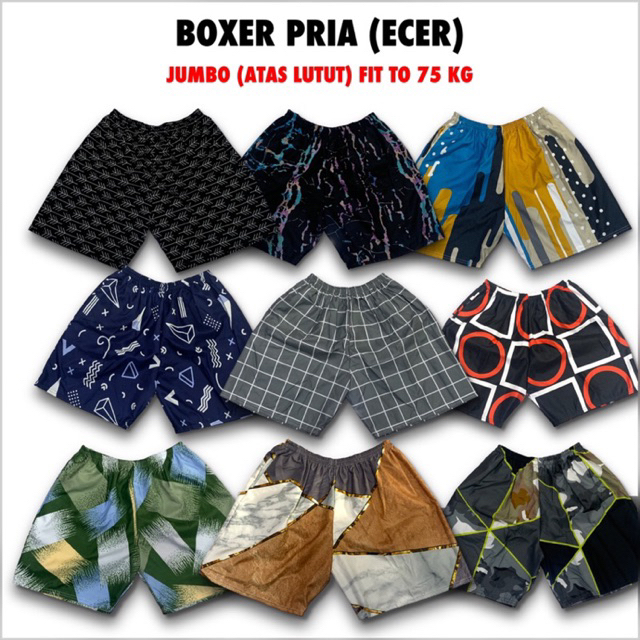 (HJ) Celana Boxer Pria Jumbo pendek max BB 75 kg / Celana Pendek Pria