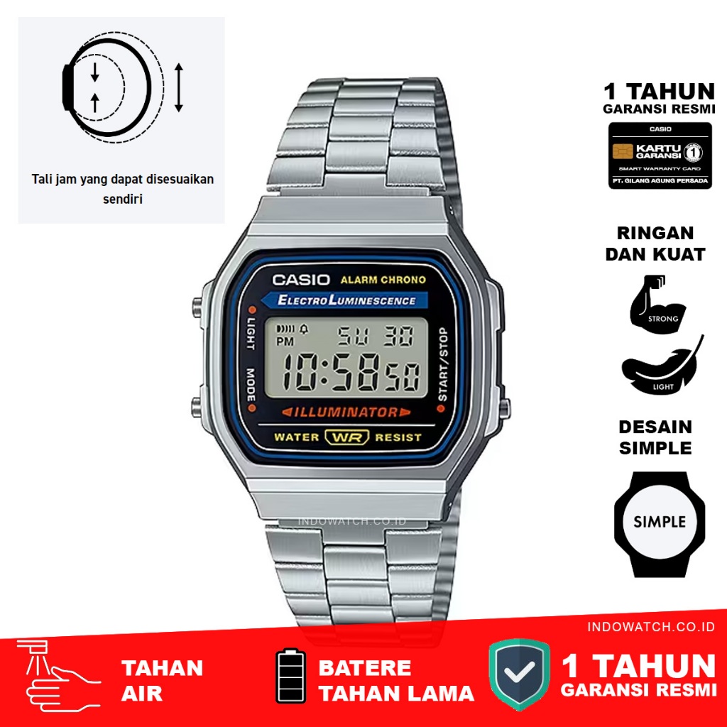 Casio A168WA-1 jam tangan a168 original garansi resmi