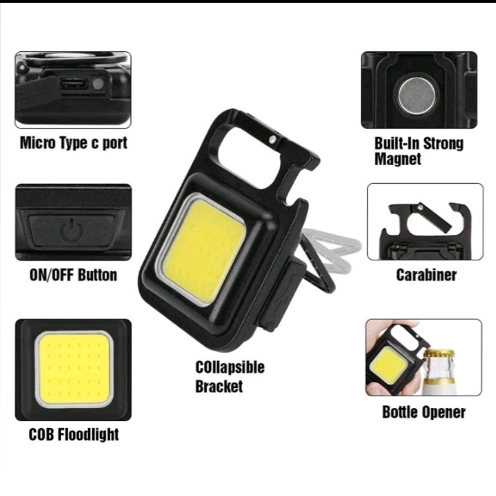 Senter Mini KEYCHAIN LIGHT Cob Rechargeble Lampu Led Gantungan Kunci