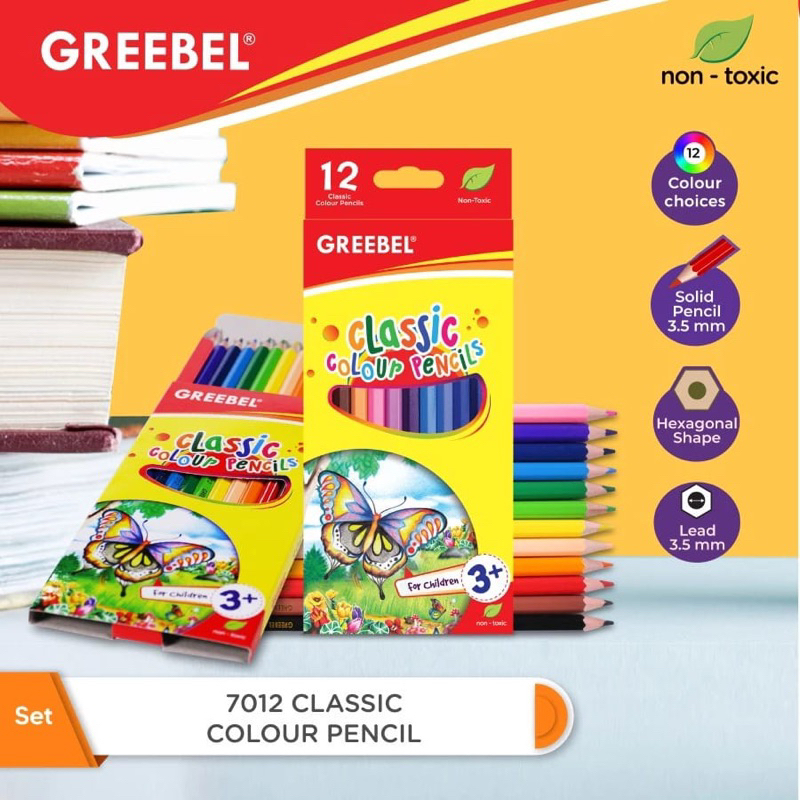 

Pensil 12 Warna Panjang Classic Greebel 7012 - Pensil Warna - Colour Pencil