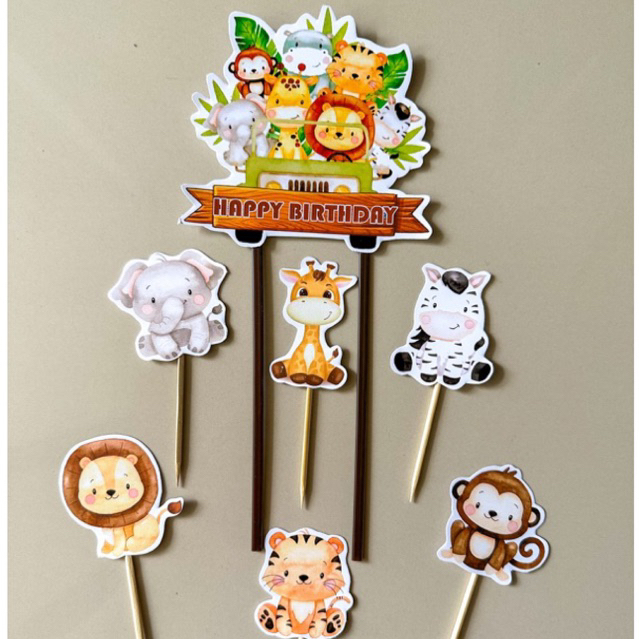 TOPPER ZOO / TOPPER CAKE ANIMAL ZOO / TOPPER KUE ANIMAL ZOO / CAKE TOPPER ZOO / HIASAN KUE ANIMAL ZO