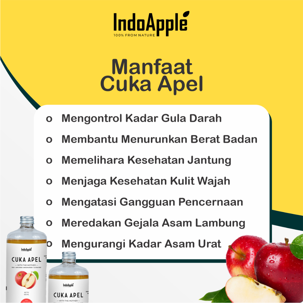 

RB IndoApple - Cuka Apel Original 500ml / Organik Apple Cider Vinegar With The Mother Untuk Diet