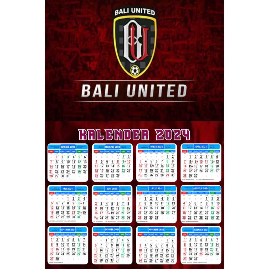 AINUN....KALENDER TERBARU 2024 MOTIF BOLA BALI UNITED
