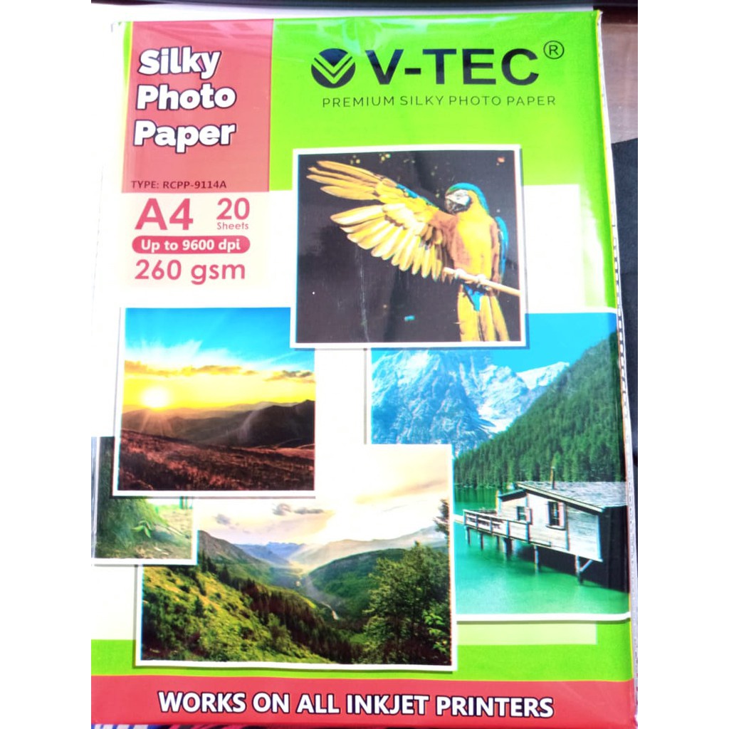 

12.12 Promo Brand (1 Pack) Kertas Foto doff / Photo Paper v-tec - Silky A4 260gsm gas !!