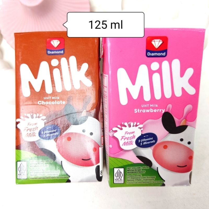 

[125 ml] susu uht diamond milk UHT chocolate choco STRAWBERRY masrshmallow honey madu