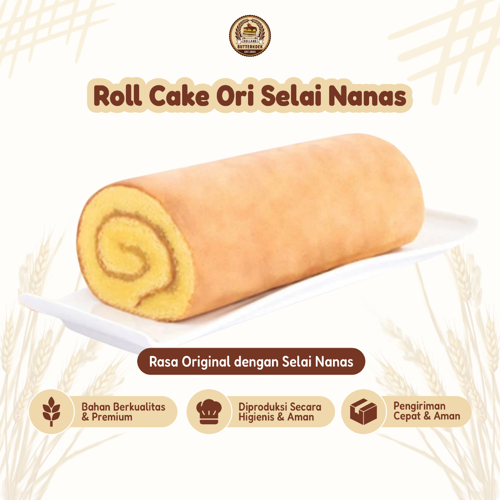 

Roll Cake Kue Roti Gulung Rasa Original Selai Nanas Premium Moist