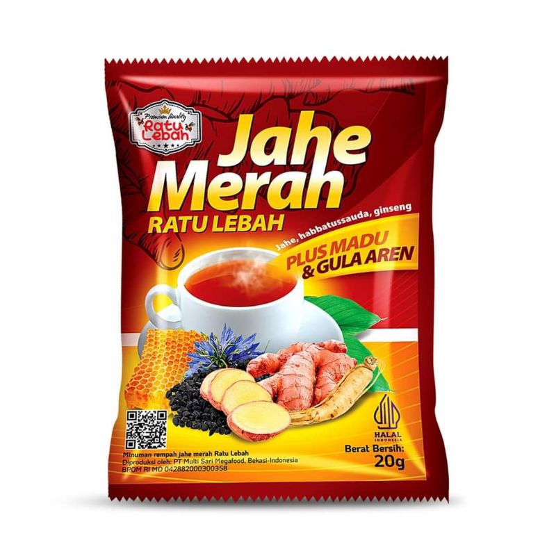 

Jahe Merah Super Ratu Lebah Plus Madu Gula Aren Secang isi 12 Sachet