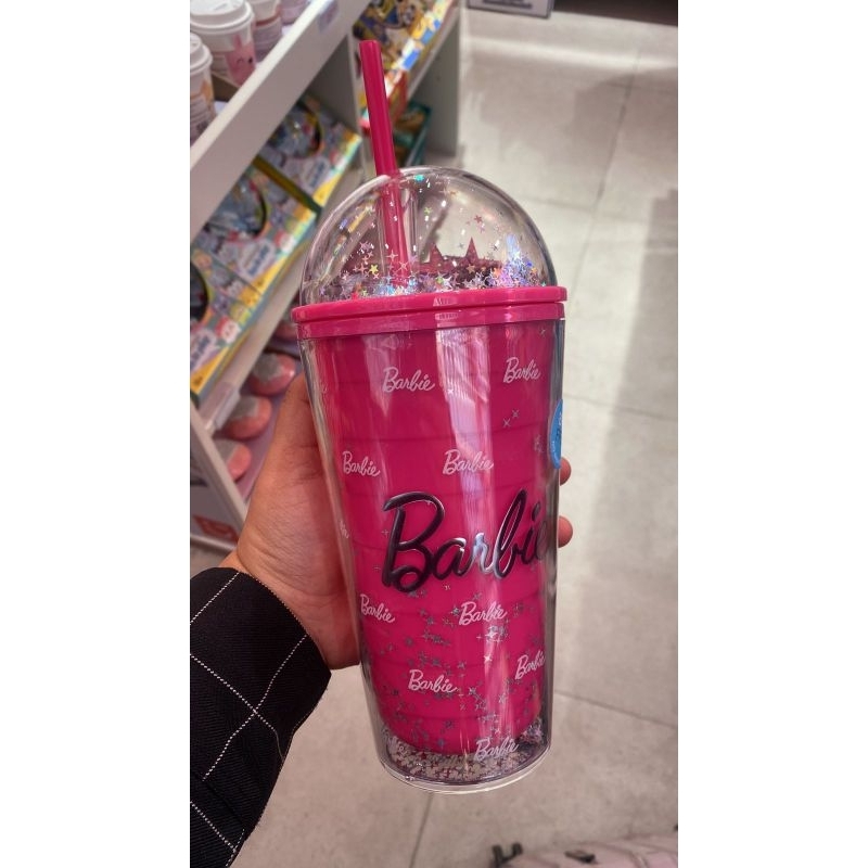 miniso x barbie tumbler gelas botol minum pink not Starbucks water bottle