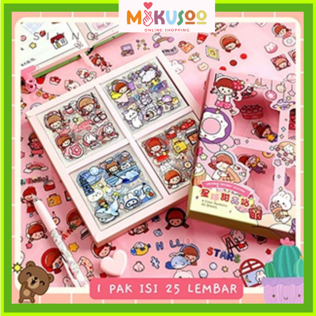 

Mikusoo Stiker 2D Tempel Lucu 1 Pak Isi 25 Lembar Anti Air Planner Scrapbook Cute Aesthetic Sticker Dekorasi Design DIY