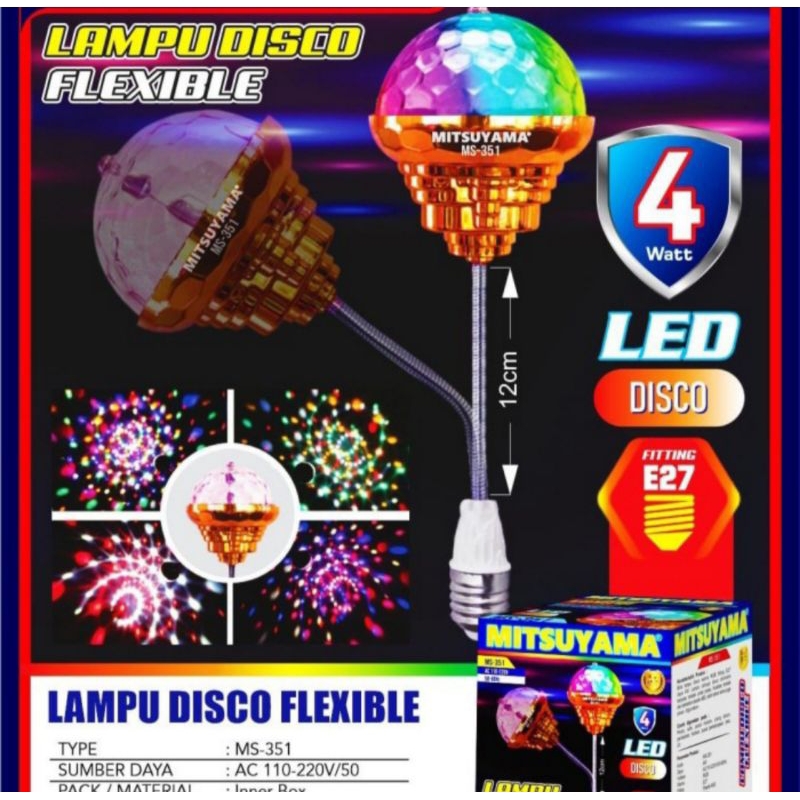 Lampu Disco Mitsuyama MS351 MS-351 Warna Warni Rainbow Fitting Flexibel