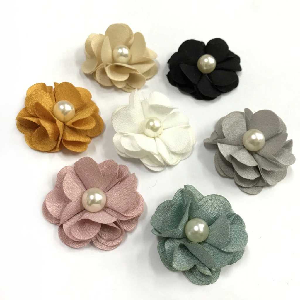 1 BUAH - APLIKASI BUNGA FRILL MUTIARA / BUNGA FRILL CREPE / BUNGA KOREA