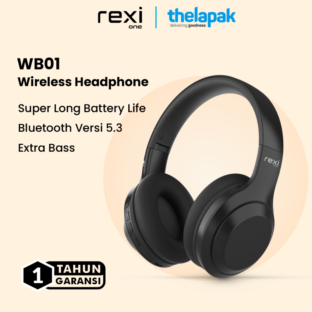 Headphone Bluetooth Rexi WB01 Wireless Headset Support HD Voice Call Garansi