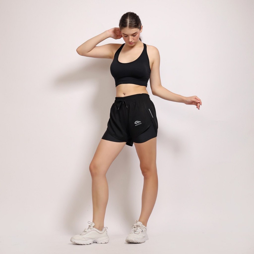 MANIAK Celana Pendek 2in1 Inner Olahraga Pria Wanita Unisex Bawahan Sport Running Lari Gym Bulutangkis Volly Jogging Sepeda (RUN 01)