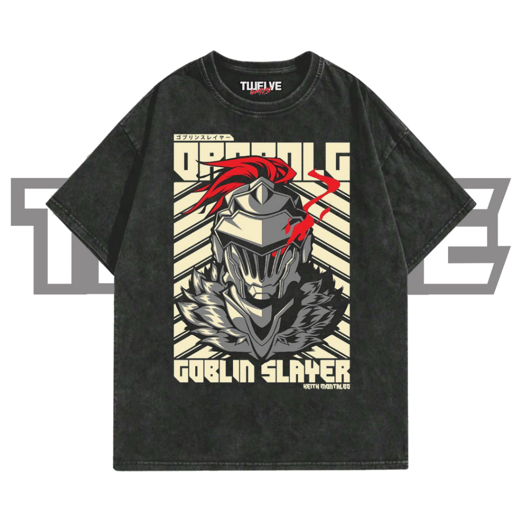GOBLIN SLAYER Oversize T-Shirt Wash Hitam | Kaos Aesthetic | Atasan Pria Wanita | Baju Cowo Cewe Uni