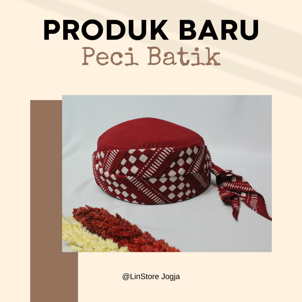 Peci Batik Jogokaryan Motif Poleng Merah
