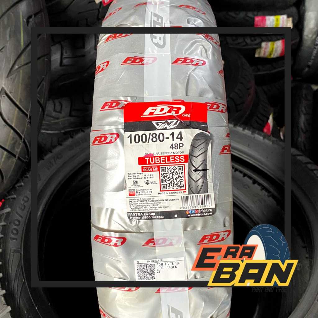 BAN LUAR FDR GENZI 100 80 RING 14 TUBELESS