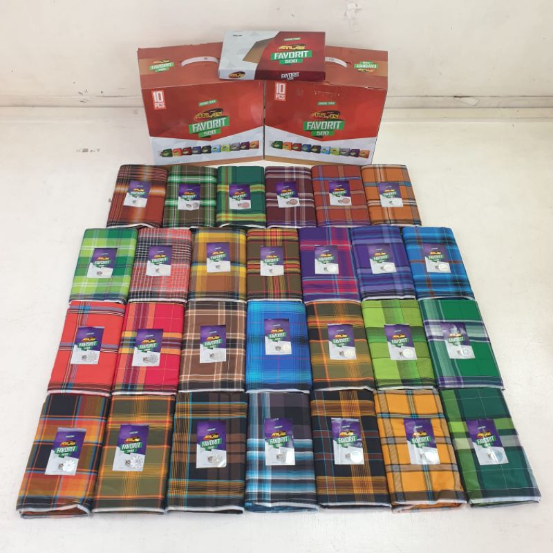 Sarung ATLAS Favorit 500 motif kotak besar dan salur