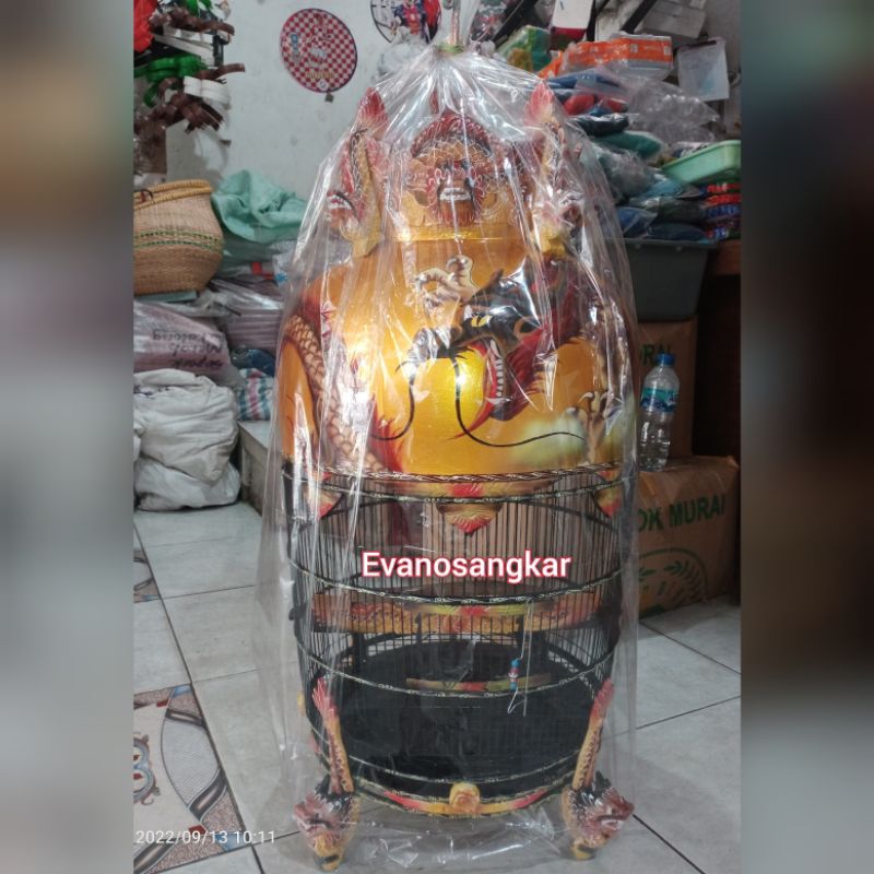 KANDANG/SANGKAR BURUNG PERKUTUT MAHKOTA UKIR 3D NAGA