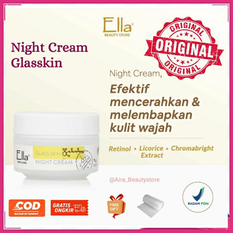 Night Cream Glasskin Krim Malam Ella skincare