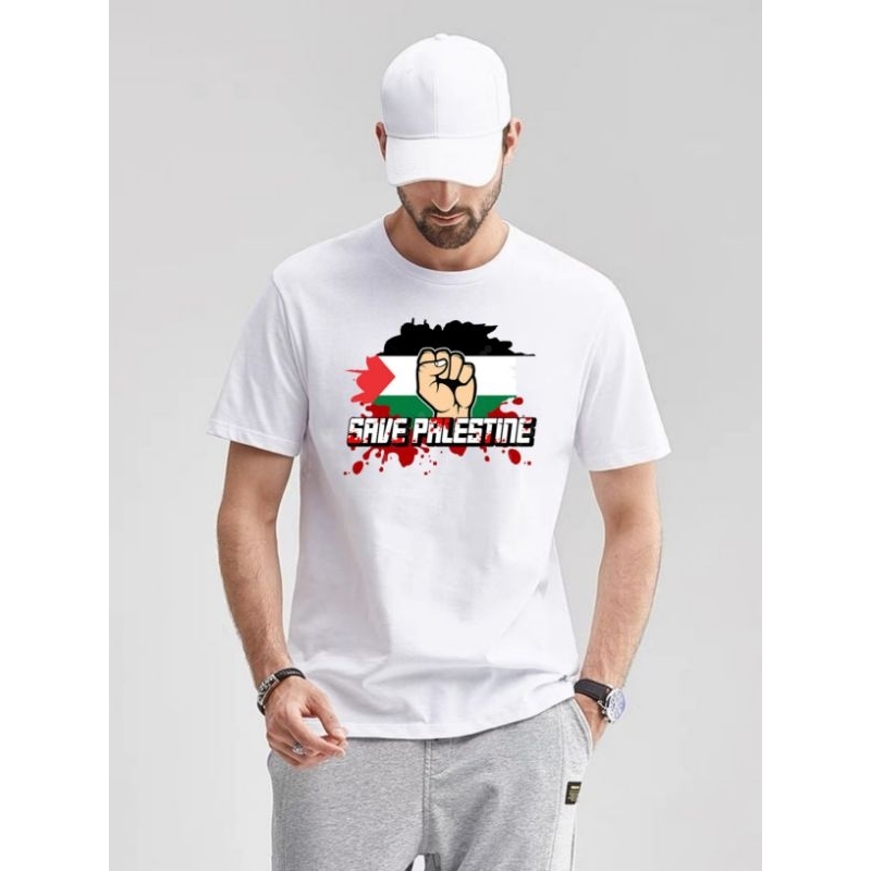 Kaos T-Shirt Save Palestine Gaza Atasan Islami Palestine