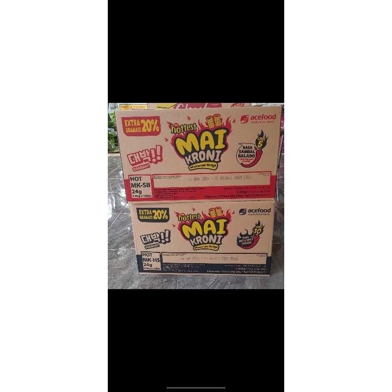 

Mai Kroni (Makaroni krispi) 1 dus isi 6 renceng10 bungkus