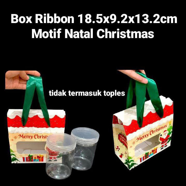 

5 pcs Box Tenteng 2 Toples Tabung 600-800ml Natal Dus Kue Kering Packing Hampers Christmas Ukuran 18.5 x 9.2 x 13.2 cm