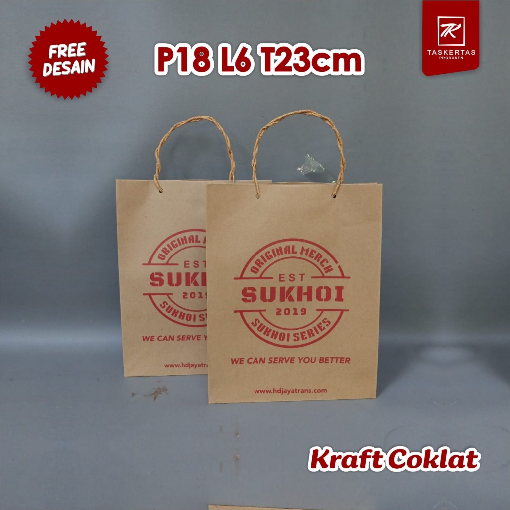 

Paperbag coklat custom sablon nama toko, wedding souvenir Free Desain