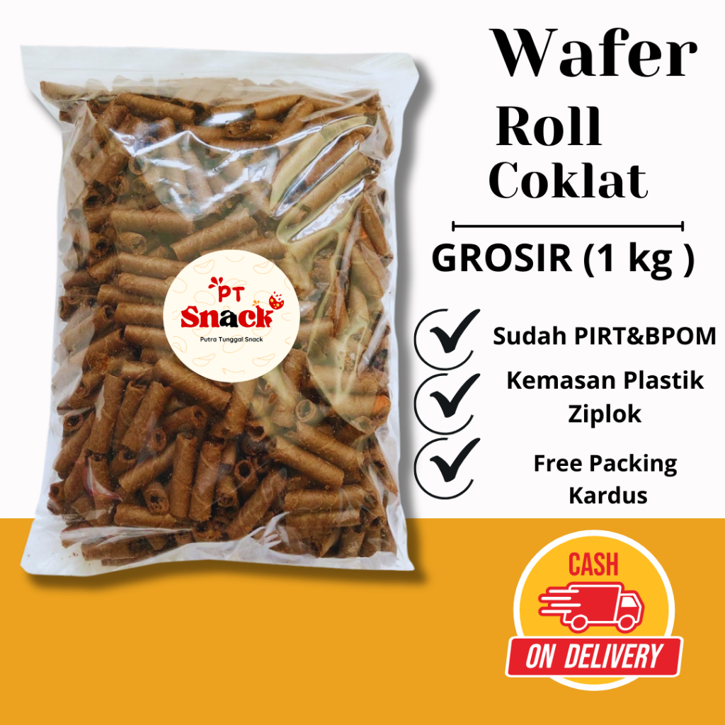 

[ PT SNACK ] Wafer roll 1 kg grosir aneka cemilan kiloan twister mini coklat