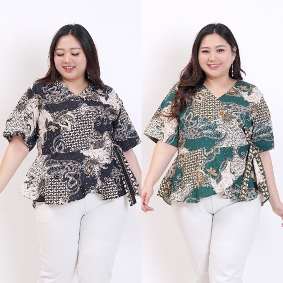 BLOUSE BATIK WANITA JUMBO BIG SIZE PEPLUM 628 XXL XXXL LD 120cm BAJU BATIK KERJA KANTOR PESTA OVERSI