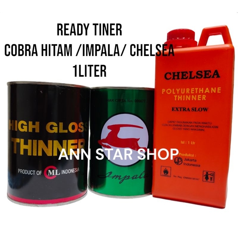 READY BERBAGAI TINER PENGENCER CAT DUCO /COBRA HITAM / IMPALA/ CHELSEA