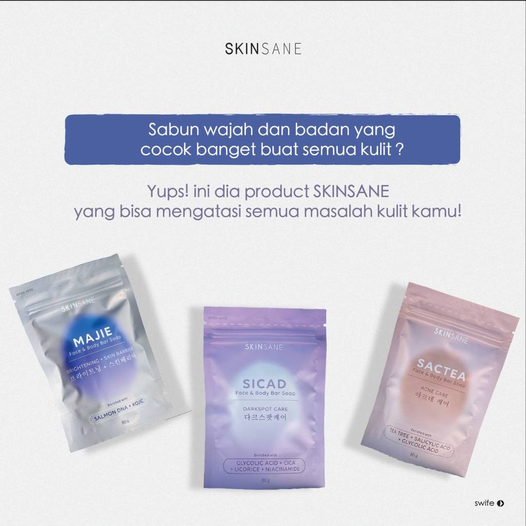 SKINSANE SABUN WAJAH & BADAN MENCERAHKAN MENGHILANKAN JERAWAT FLEK HITAM