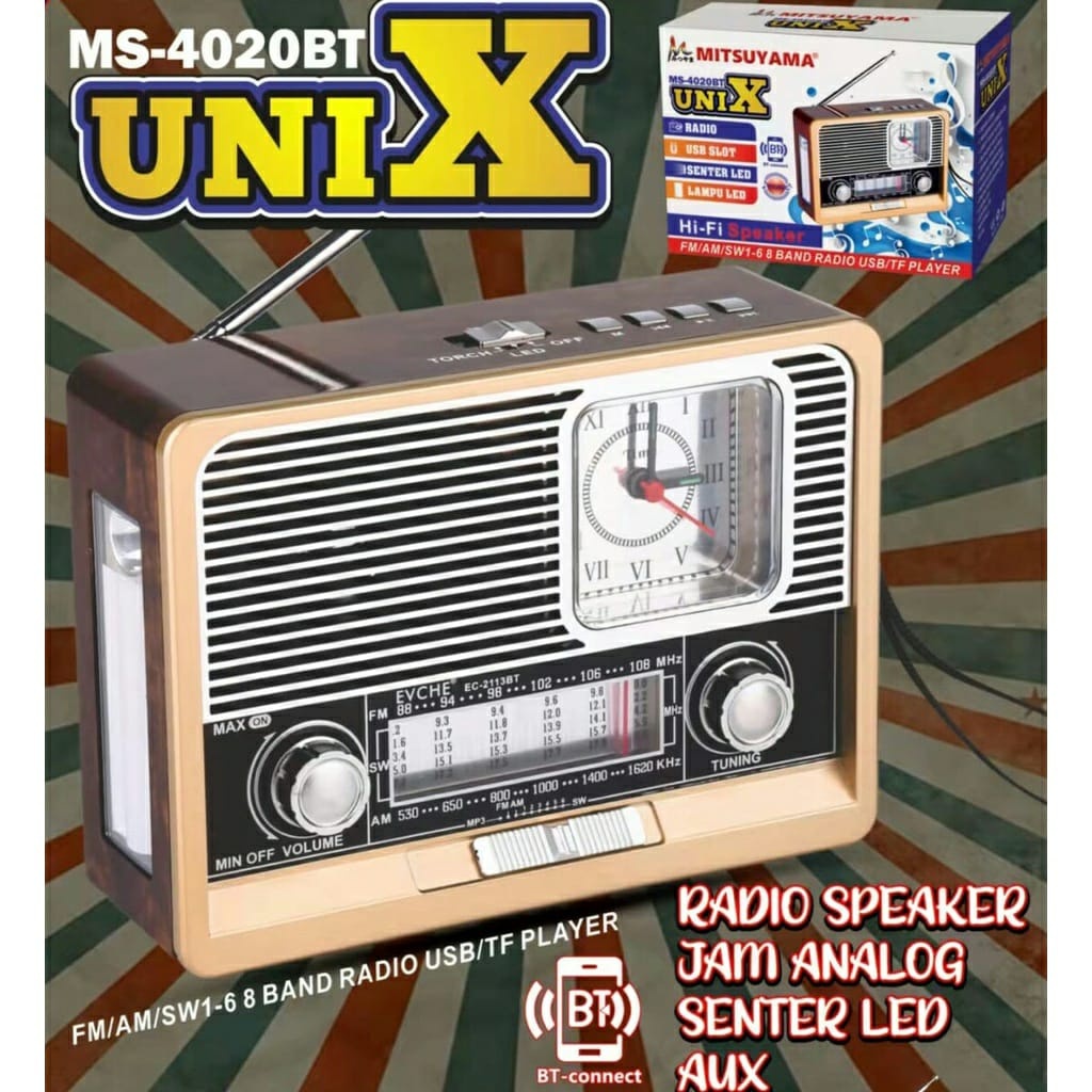 MS-4020BT UNIX Radio speaker jam senter MITSUYAMA MS-4020BT