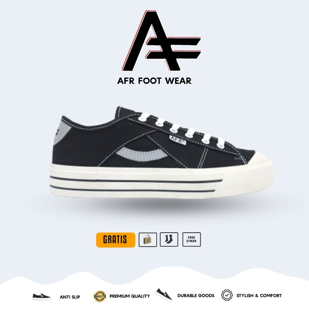 SEPATU PRIA WANITA AFR RETRO REFLECTIVE BLACK LOKAL BRAND ORIGINAL