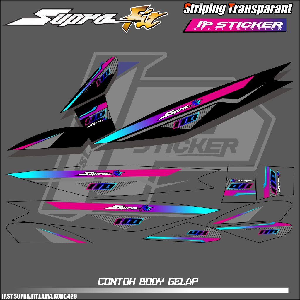 SUPRA FIT LAMA (COD) STIKER STRIPING MOTOR HONDA SUPRA FIT LAMA  - STIKER LIST SIMPLE DESAIN RACING 