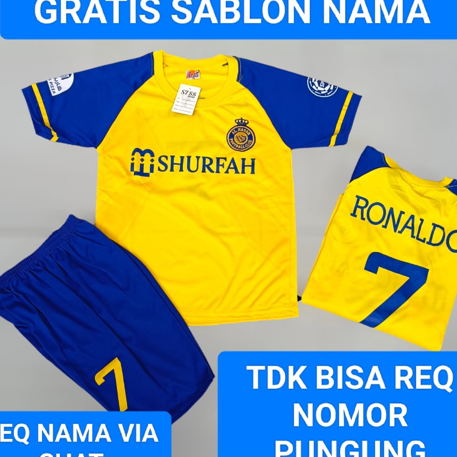 ✱Grosir✱ SETELAN BOLA ANAK RONALDO/JERSEY RONALDO SETELAN ALNASSR MURAH