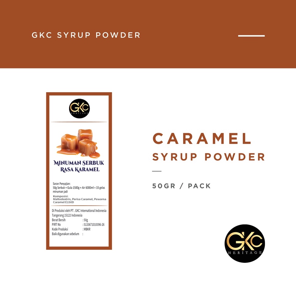 

Bubuk Sirup Karamel / Caramel Powder Syrup Serbuk Minuman Powder Drink GKC Heritage 50 gram