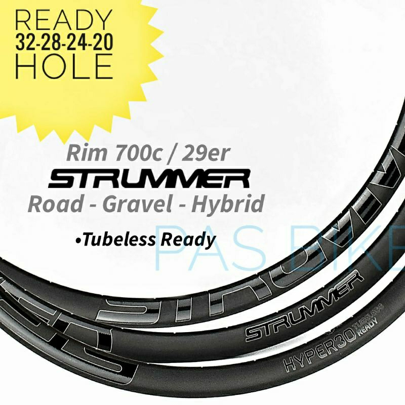Velg 700c 28 hole 24 hole 32 hole 20 hole Discbrake Rims Strummer Hyper Tubeless