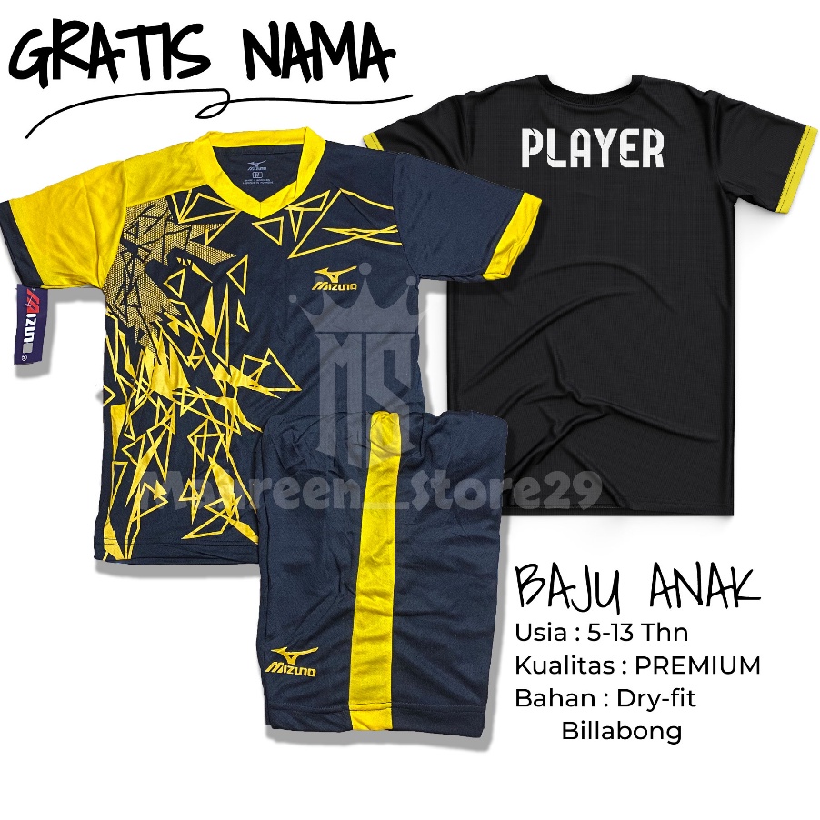 ✤New✤ Setelan Baju Badminton custom nama / Baju Futsal anak-anak custom nama