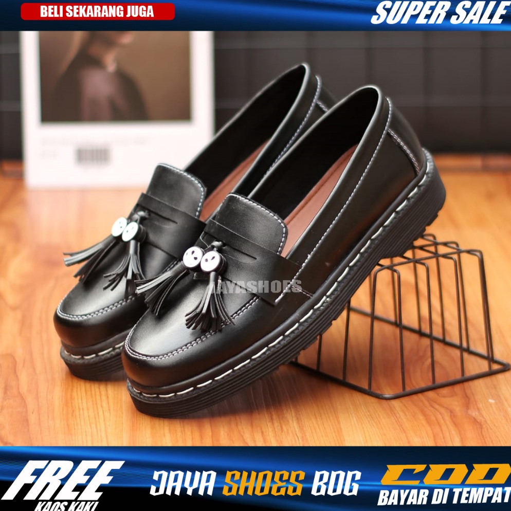 Paling dicariC7o2N NIGHTMARE BLACK Sepatu Docmart Pria Nightmare Loafers Pantofel Casual Kerja Kulia